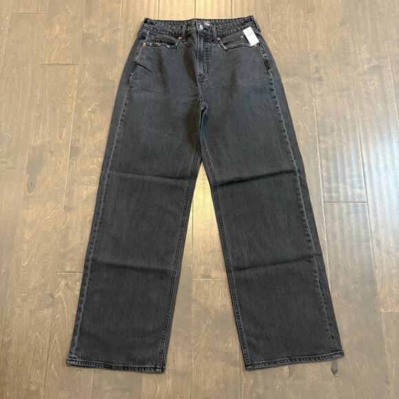 Old Navy Jeans Womens 8 Black Extra High-Rise Girlfriend Wide Leg Secret-Smooth - Picture 1 of 13